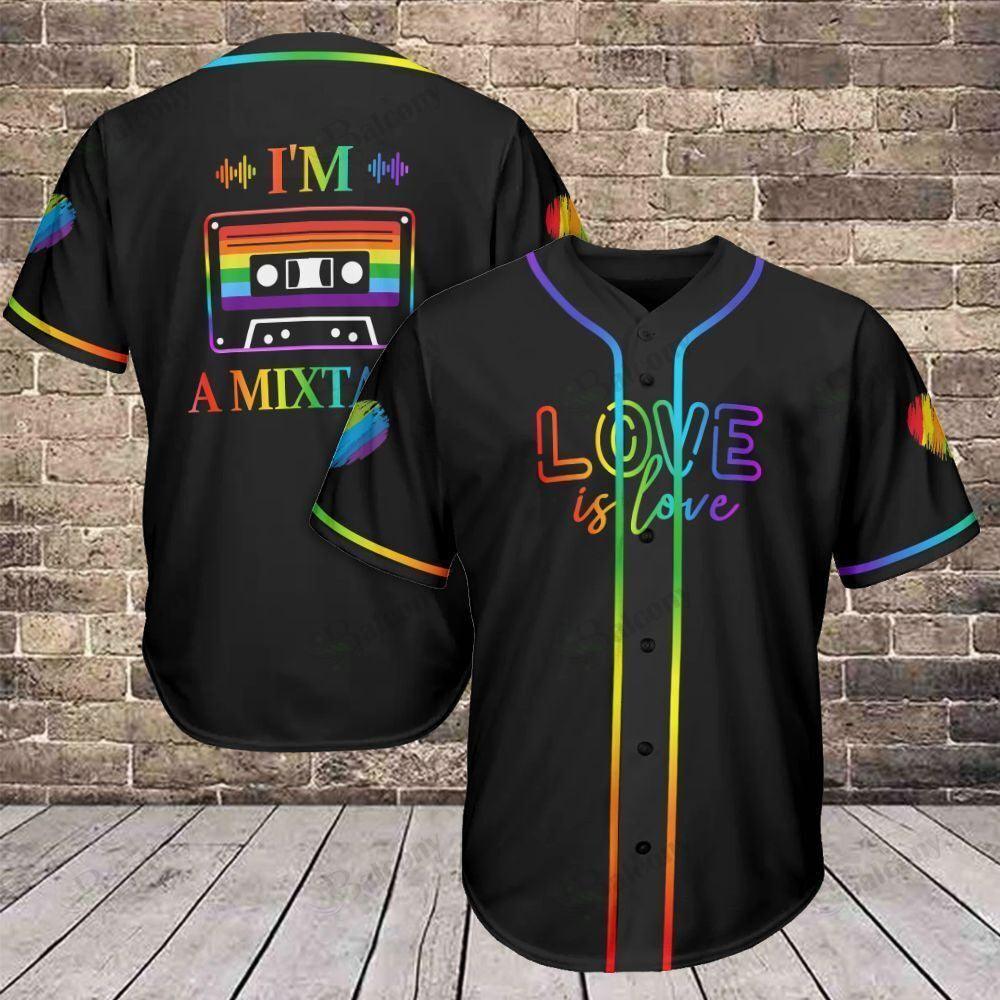 LGBT Baseball Jersey, Pride Colorful Of LGBT Baseball Jersey, Gift For Gaymer And Lesbian - Love is Love, I'm A Mixtape - Amzanimalsgift