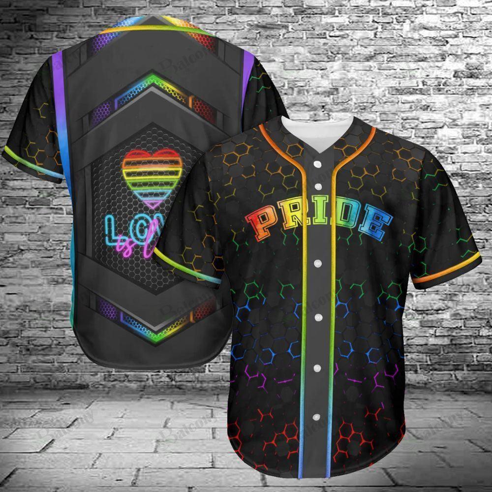 LGBT Baseball Jersey, Pride Heart Colorful Of LGBT Baseball Jersey, Gift For Gaymer And Lesbian - Love Is Love - Amzanimalsgift