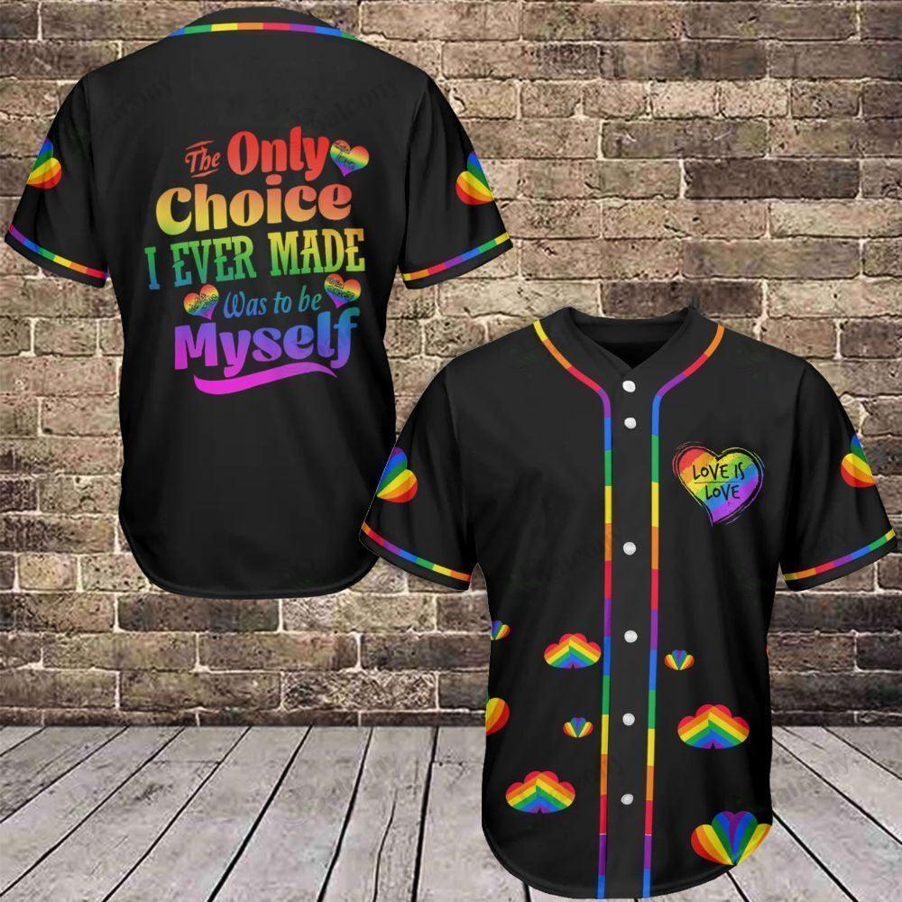 LGBT Baseball Jersey, Pride Heart Colorful Of LGBT Baseball Jersey, Gift For Gaymer And Lesbian - Love Is Love, I Ever Made Was To Be Myself - Amzanimalsgift