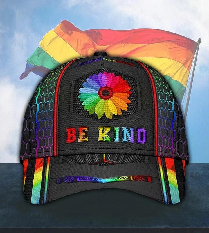 LGBT Cap, Be Kind Sunflower Rainbow LGBT Classic Cap Hat For Men And Women, Perfect LGBT Gift For Friend, LGBT Pride Month - Amzanimalsgift