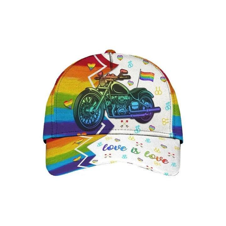 LGBT Cap, Biker Pride Flag LGBT Classic Cap Hat For Men And Women - Perfect LGBT Gift For Love Biker, Friend, LGBT Pride Month - Love Is Love - Amzanimalsgift