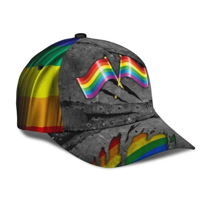 LGBT Cap, LGBT Crack Pattern Rainbow Flag Classic Cap Hat For Men And Women, Perfect LGBT Gift For Friend, LGBT Pride Month - Amzanimalsgift