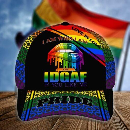 LGBT Cap, Lips Rainbow LGBT Pride Classic Cap Hat For Men And Women, Perfect LGBT Gift For Friend, Couple - I Am Who I Am And Idgaf If You Like Me - Amzanimalsgift
