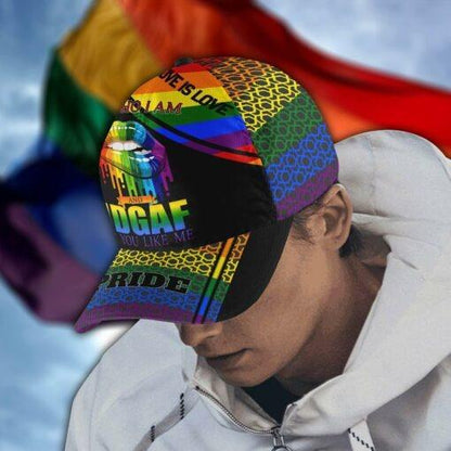 LGBT Cap, Lips Rainbow LGBT Pride Classic Cap Hat For Men And Women, Perfect LGBT Gift For Friend, Couple - I Am Who I Am And Idgaf If You Like Me - Amzanimalsgift