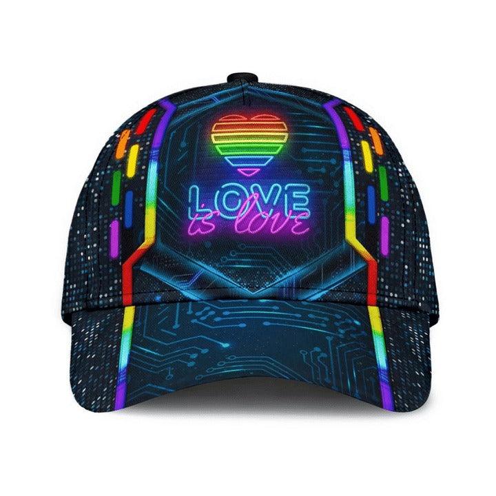 LGBT Cap, Love Is Love LGBT Modern Style Rainbow Classic Cap Hat For Men And Women, Perfect LGBT Gift For Friend, Couple, LGBT Pride Month - Amzanimalsgift