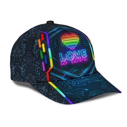 LGBT Cap, Love Is Love LGBT Modern Style Rainbow Classic Cap Hat For Men And Women, Perfect LGBT Gift For Friend, Couple, LGBT Pride Month - Amzanimalsgift