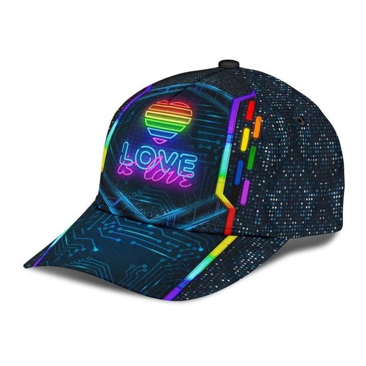 LGBT Cap, Love Is Love LGBT Modern Style Rainbow Classic Cap Hat For Men And Women, Perfect LGBT Gift For Friend, Couple, LGBT Pride Month - Amzanimalsgift