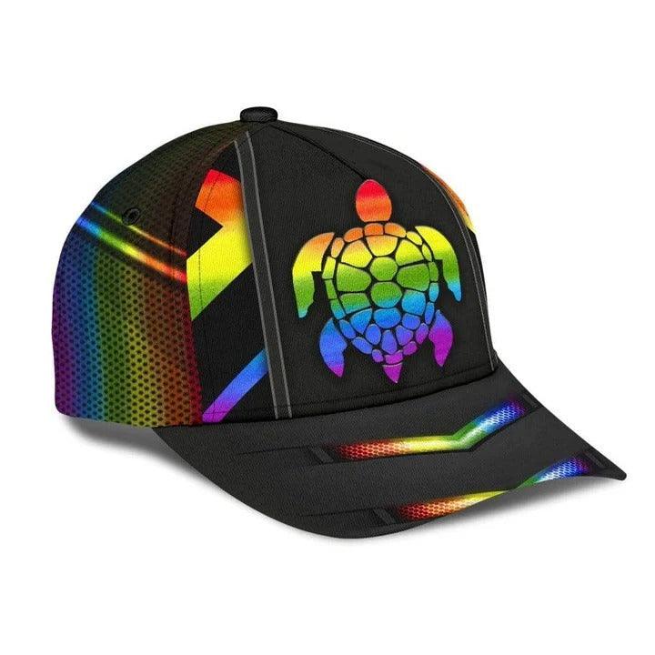 LGBT Cap, Sea Turtle Rainbow LGBT Classic Cap Hat For Men And Women, Perfect LGBT Gift For Friend, Couple, LGBT Pride Month - Amzanimalsgift