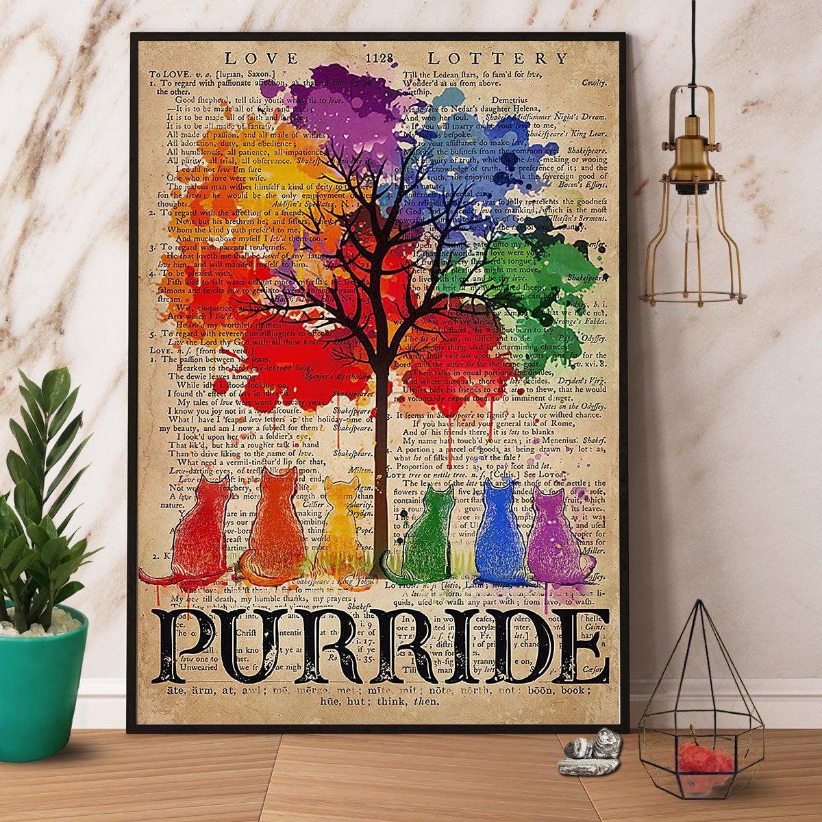 LGBT Cat Portrait Canvas - Purride Vintage Paper Canvas - Perfect Gift For Black LGBT, Cat Lover - Amzanimalsgift