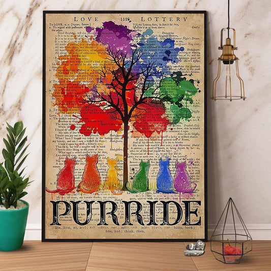 LGBT Cat Portrait Canvas - Purride Vintage Paper Canvas - Perfect Gift For Black LGBT, Cat Lover - Amzanimalsgift