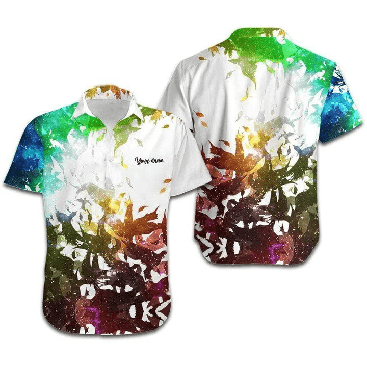 LGBT Custom Name Aloha Hawaiian Shirts For Summer, Personalized Galaxy Birds Colorful Rainbow LGBT Hawaiian Shirts, Pride Gift For Gaymer And Lesbian - Amzanimalsgift