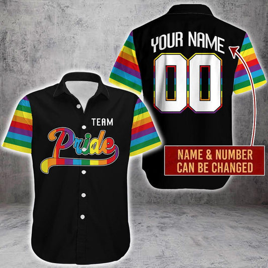 LGBT Custom Name And Number Aloha Hawaiian Shirts For Summer, Personalized LGBT Pride Team Aloha Hawaiian Shirts For Men Women, Best Gift For Friend - Amzanimalsgift