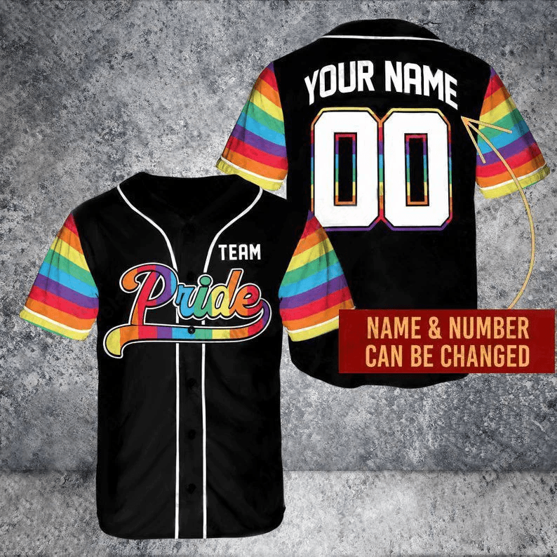 LGBT Custom Name and Number Baseball Jersey, Pride Month Colorful Flag Of LGBT Personalized Baseball Tee Men Women, Gift For Gaymer And Lesbian - Amzanimalsgift
