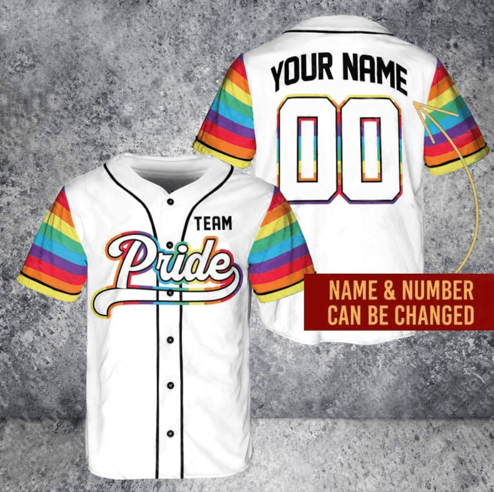 LGBT Custom Name and Number Baseball Jersey, Pride Month Colorful Flag Of LGBT Personalized Baseball Tee Men Women, Gift For Gaymer And Lesbian - Amzanimalsgift