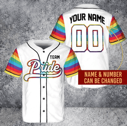 LGBT Custom Name and Number Baseball Jersey, Pride Month Colorful Flag Of LGBT Personalized Baseball Tee Men Women, Gift For Gaymer And Lesbian - Amzanimalsgift