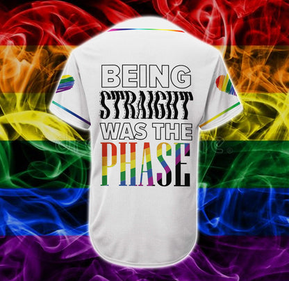 LGBT Custom Name Baseball Jersey, Being Straight Was The Phase, Personalized Pride Colorful Of LGBT Baseball Jersey, Gift For Gaymer And Lesbian - Amzanimalsgift