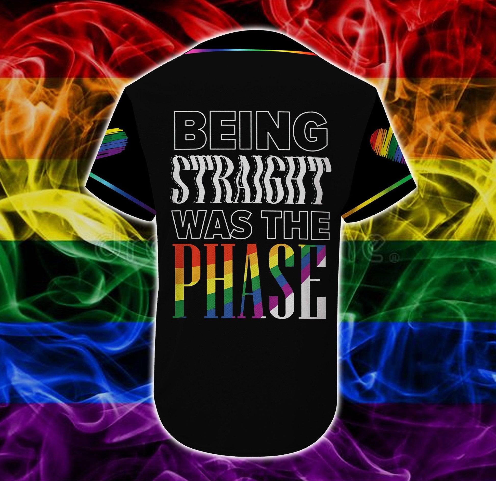 LGBT Custom Name Baseball Jersey, Being Straight Was The Phase, Personalized Pride Colorful Of LGBT Baseball Jersey, Gift For Gaymer And Lesbian - Amzanimalsgift