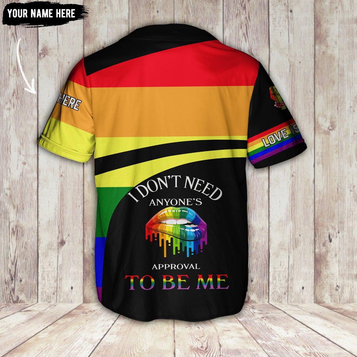 LGBT Custom Name Baseball Jersey, I Don't Need Anyone's Approval To Be Me, Personalized Pride LGBT Baseball Jersey, Gift For Gaymer And Lesbian - Amzanimalsgift