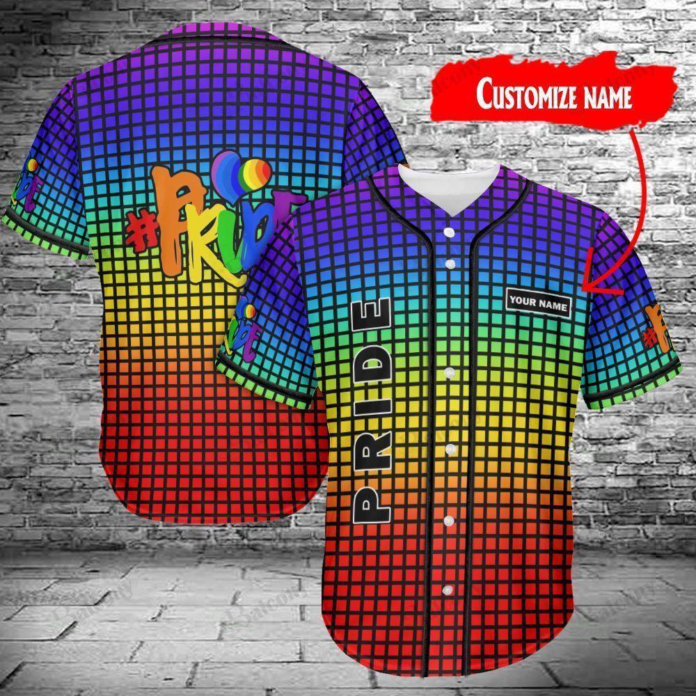LGBT Custom Name Baseball Jersey, Personalized Pride Plaid Pattern Colorful Of LGBT Baseball Jersey, Gift For Gaymer And Lesbian - Amzanimalsgift