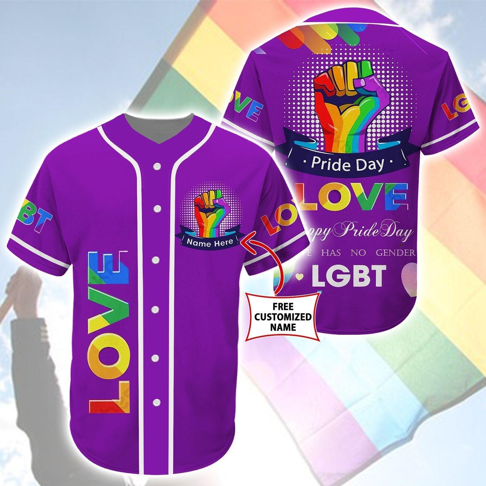 LGBT Custom Name Baseball Jersey, Pride Day Love Has No Gender, Personalized Colorful Of LGBT Purple Baseball Jersey, Gift For Gaymer And Lesbian - Amzanimalsgift