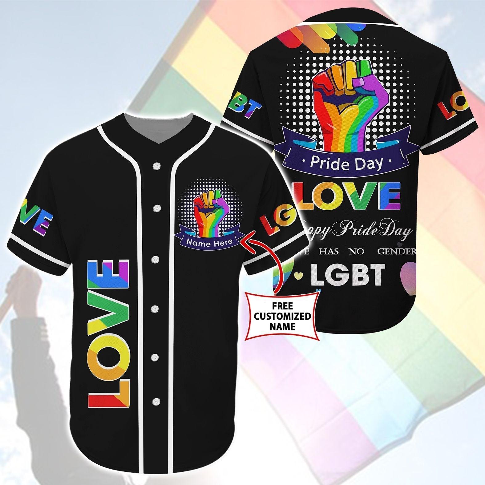 LGBT Custom Name Baseball Jersey, Pride Day Love Has No Gender, Personalized Pride Colorful Of LGBT Baseball Jersey, Gift For Gaymer And Lesbian - Amzanimalsgift