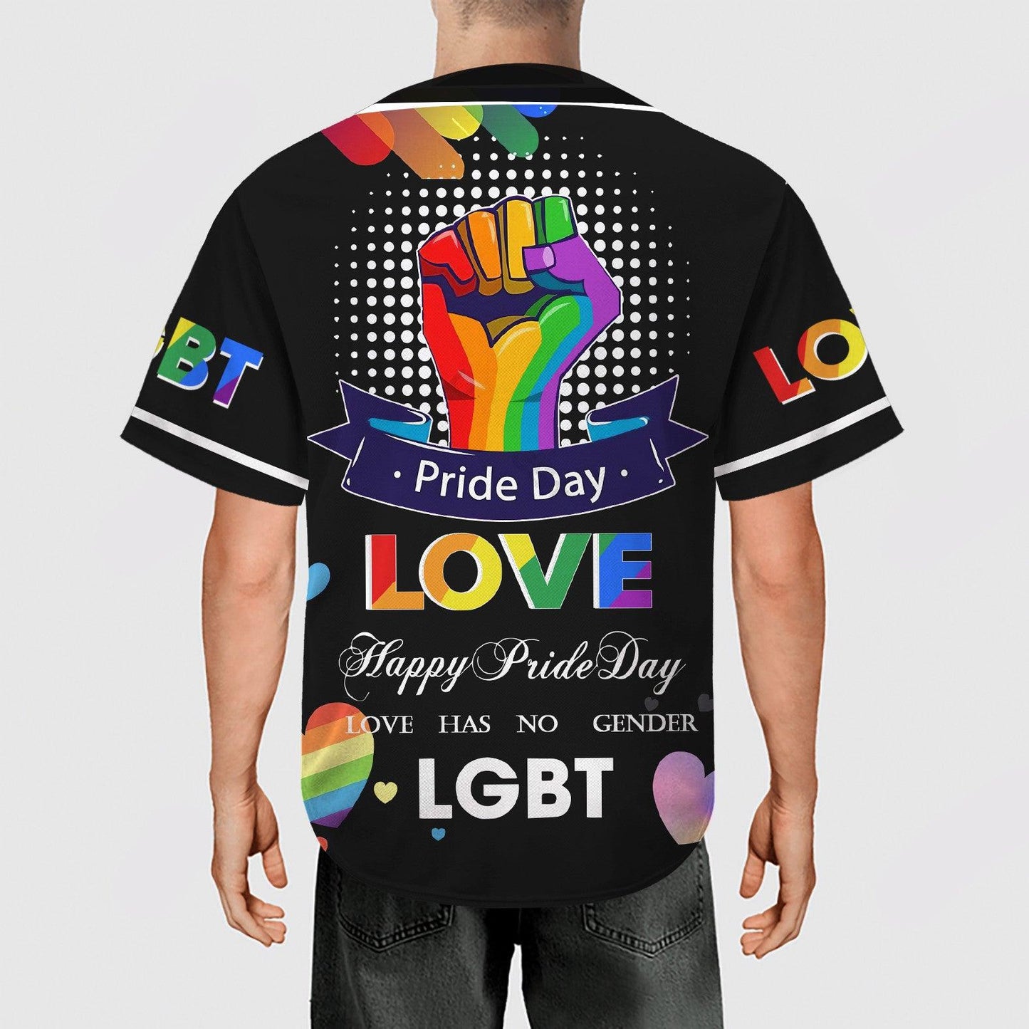 LGBT Custom Name Baseball Jersey, Pride Day Love Has No Gender, Personalized Pride Colorful Of LGBT Baseball Jersey, Gift For Gaymer And Lesbian - Amzanimalsgift