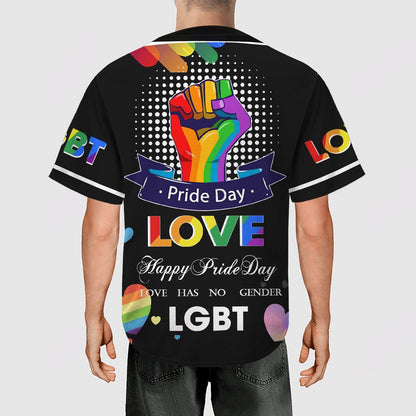 LGBT Custom Name Baseball Jersey, Pride Day Love Has No Gender, Personalized Pride Colorful Of LGBT Baseball Jersey, Gift For Gaymer And Lesbian - Amzanimalsgift