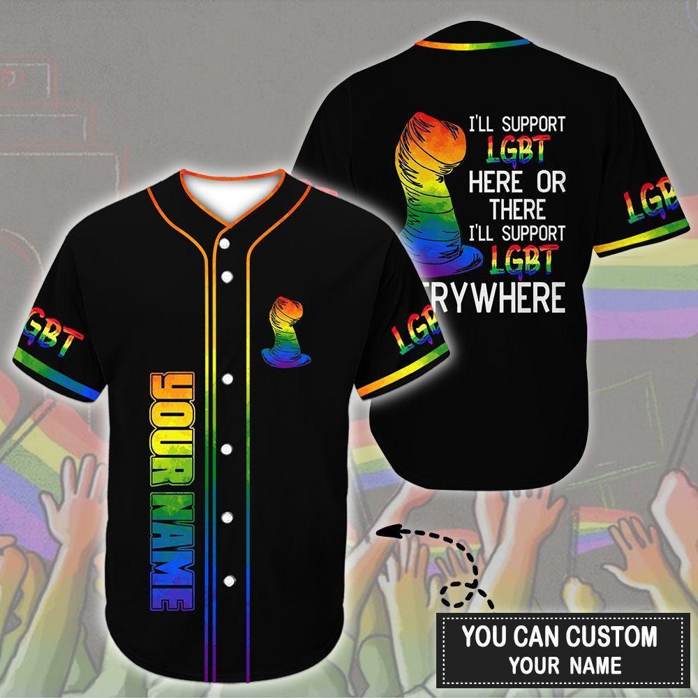 LGBT Custom Name Baseball Jersey, Support LGBT Everywhere, Personalized Pride Colorful Of LGBT Baseball Jersey, Gift For Gaymer And Lesbian - Amzanimalsgift