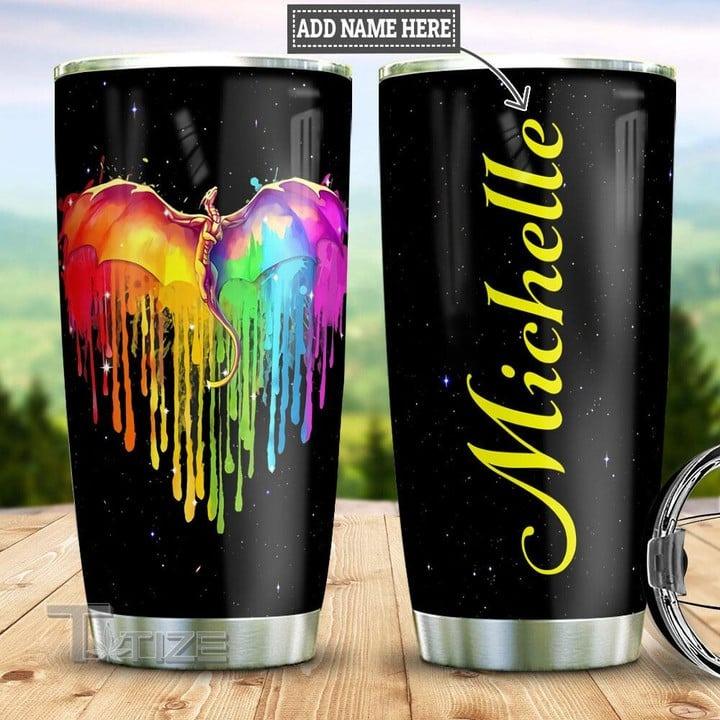 LGBT Custom Name Tumbler - Colorful Dragon , Night SKy Lgbt Personalized Tumbler, Gift For LGBT, Dragon Lover - Amzanimalsgift