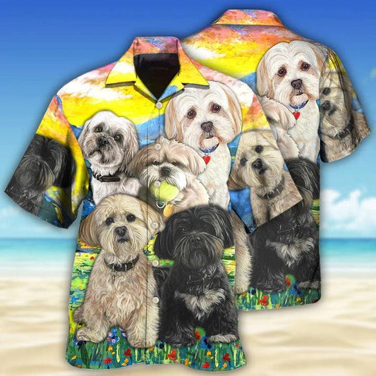 Lhasa Apso Aloha Hawaii Shirt - Art Dog Lovely Hawaiian Shirt For Summer - Perfect Gift For Dog Lovers, Friend, Family - Amzanimalsgift