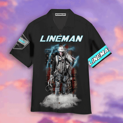 Lineman American Flag Patriotic Cool Aloha Hawaiian Shirts For Men Women, 4th Of July Gift For Summer, Friend, Family, Independence Day, Lineman Lover - Amzanimalsgift
