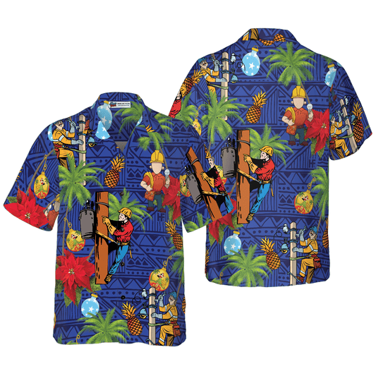 Lineman Hawaiian Shirt - Lineman Proud Tropical Pineapple Palm Tree Hawaiian Shirt, Colorful Summer Aloha Shirt For Men Women, Gift For Friend, Family - Amzanimalsgift