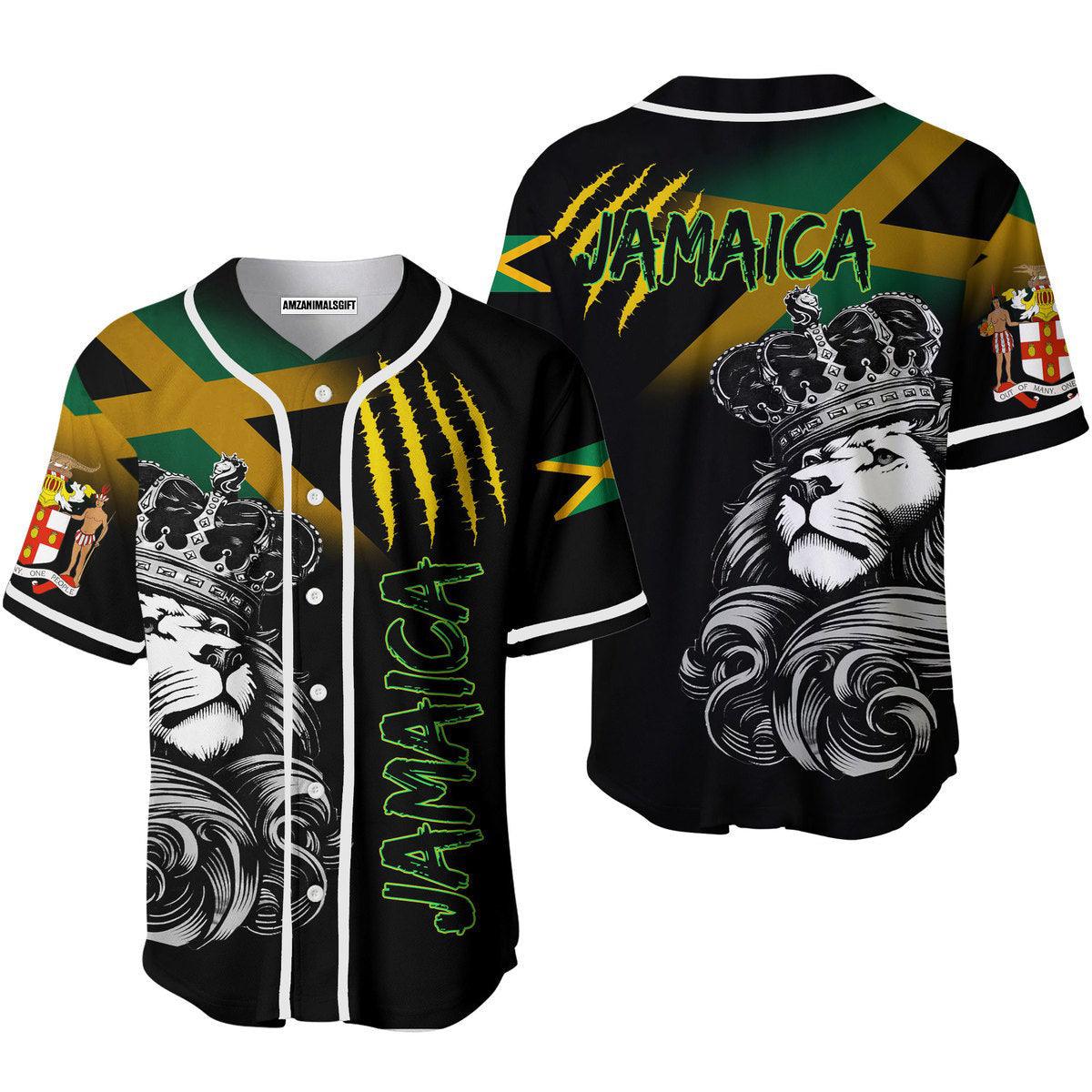 Lion King Baseball Jersey, Jamaica Flag Baseball Jersey For Men And Women - Perfect Gift For Friend, Family - Amzanimalsgift