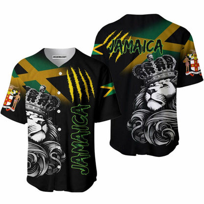 Lion King Baseball Jersey, Jamaica Flag Baseball Jersey For Men And Women - Perfect Gift For Friend, Family - Amzanimalsgift