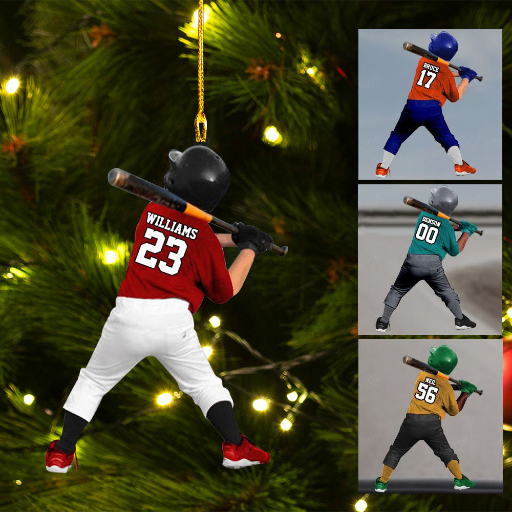 Customized Photo Baseball Young Players Acrylic Ornament Gift For Baseball Lovers, Son, Young Player, Grandson - Home Run Christmas Ornament Decor