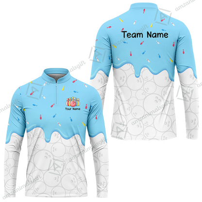 Customized Bowling Jersey Shirt, Ice Cream Sweet Melting Drip Bowling, Custom Bowling Team Shirt With Name and Team Name