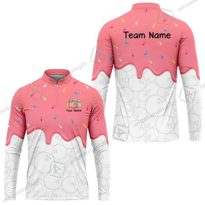 Customized Bowling Jersey Shirt, Ice Cream Sweet Melting Drip Bowling, Custom Bowling Team Shirt With Name and Team Name