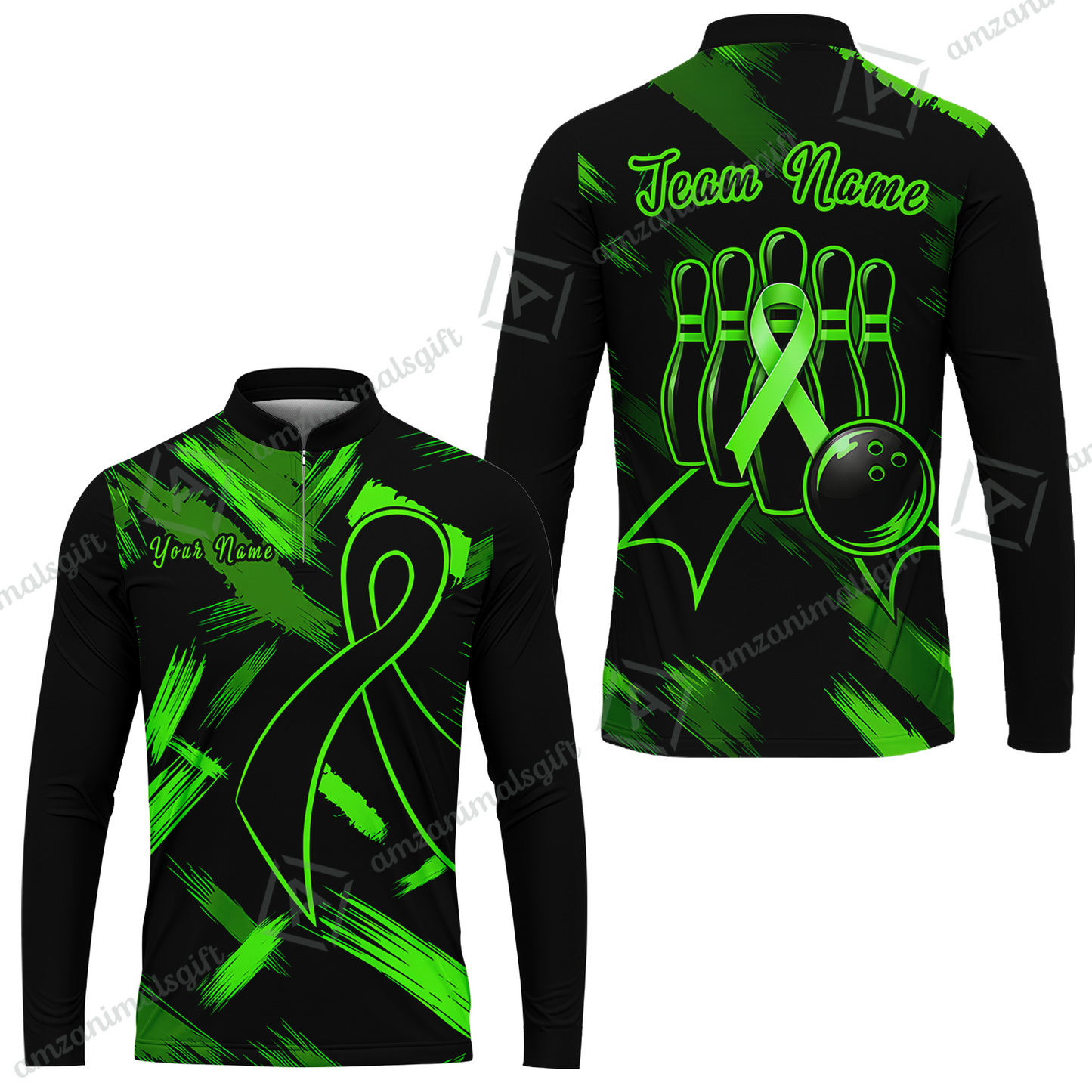 Customized Awareness Pink Blue Ribbon Bowling Jersey, Custom Name And Team Name For Bowlers