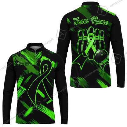Customized Awareness Pink Blue Ribbon Bowling Jersey, Custom Name And Team Name For Bowlers