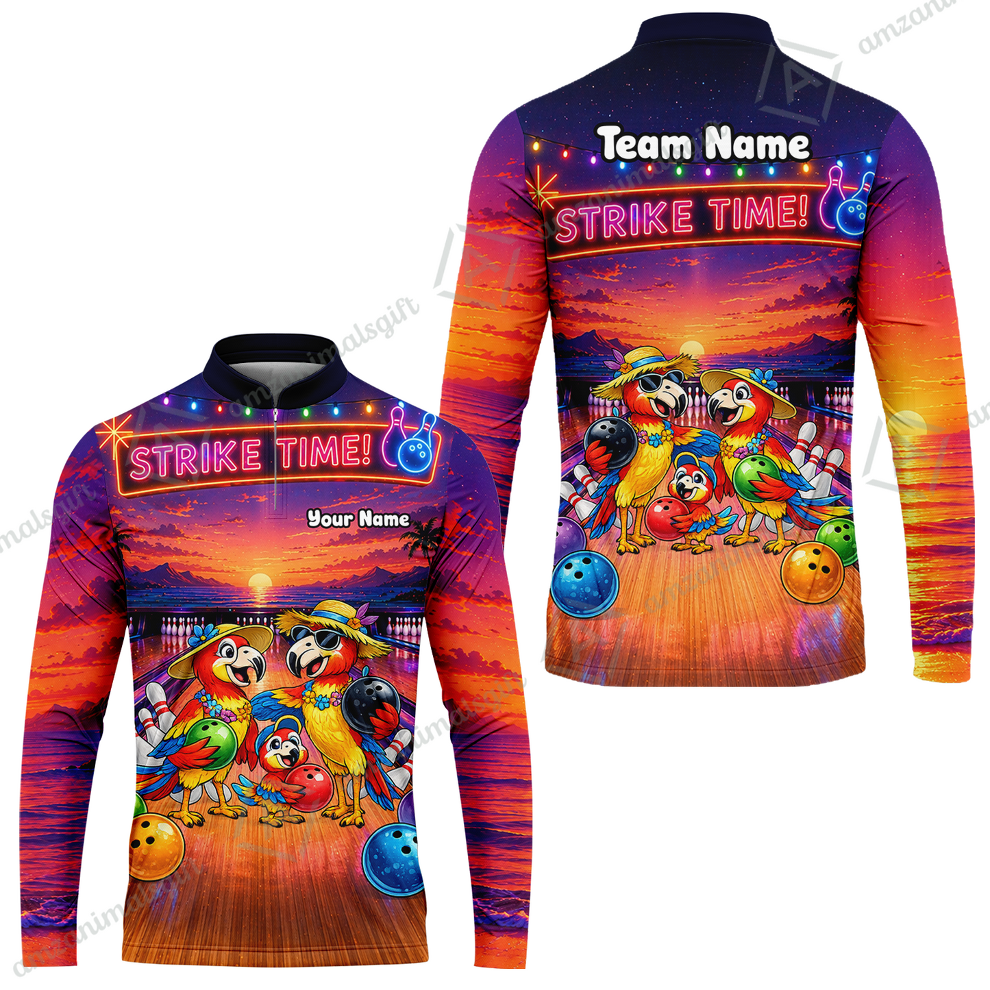 Custom Bowling Jersey Polo Shirt, Parrot Family, Custom Bowling Jersey Team Shirt For Players With Name and Team Name