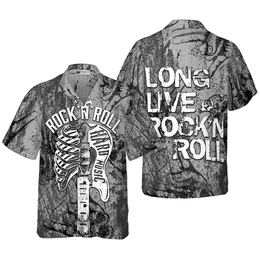 Long Live Rock'n Roll Guitar Aloha Hawaiian Shirt For Summer, Colorful Cool Hawaiian Shirts Outfit For Men Women, Friend, Team, Music Guitar Lovers - Amzanimalsgift