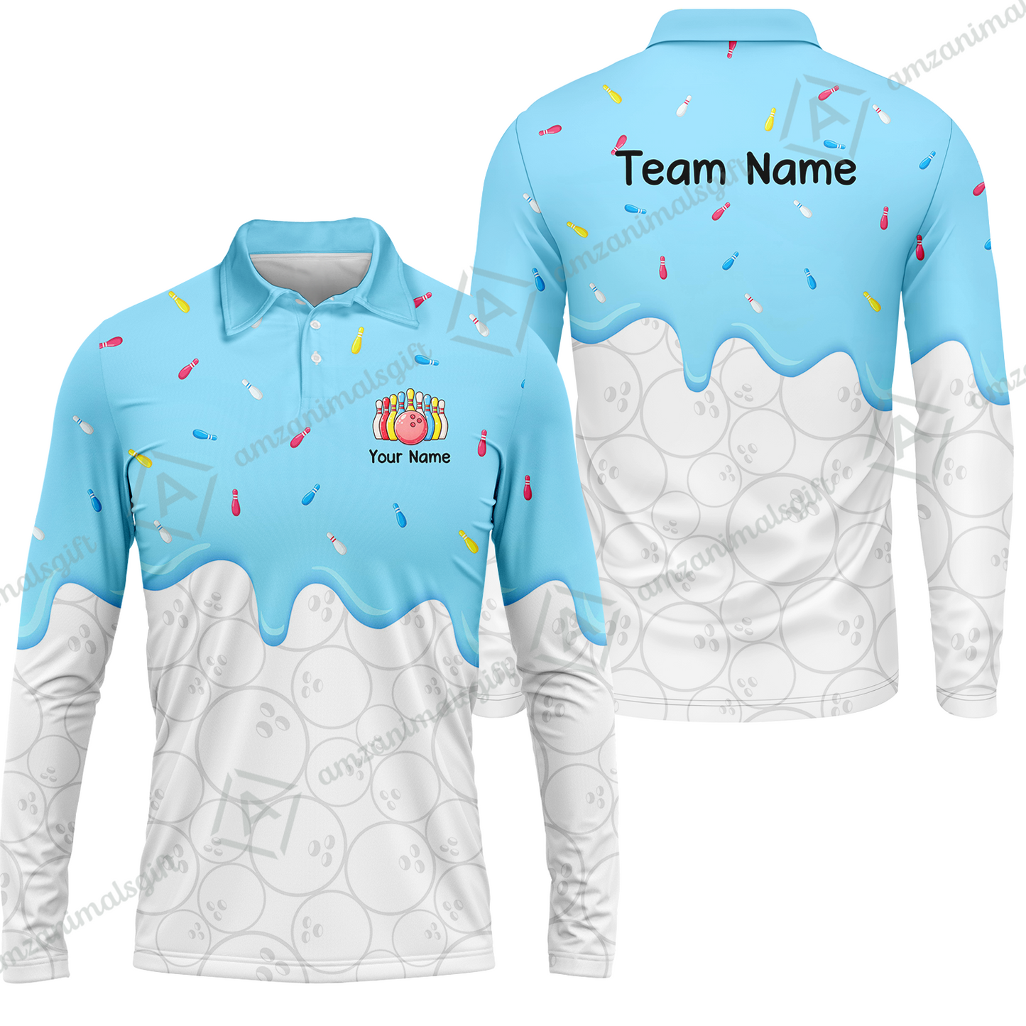 Customized Bowling Jersey Shirt, Ice Cream Sweet Melting Drip Bowling, Custom Bowling Team Shirt With Name and Team Name