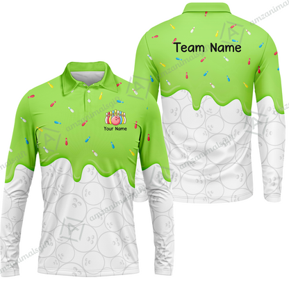 Customized Bowling Jersey Shirt, Ice Cream Sweet Melting Drip Bowling, Custom Bowling Team Shirt With Name and Team Name