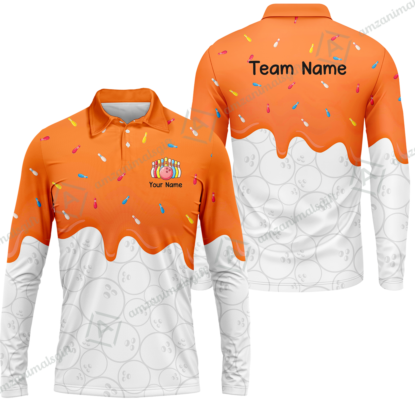 Customized Bowling Jersey Shirt, Ice Cream Sweet Melting Drip Bowling, Custom Bowling Team Shirt With Name and Team Name