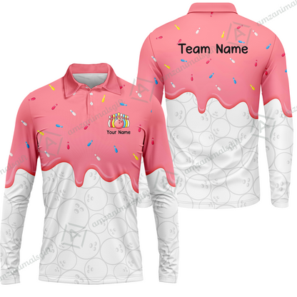 Customized Bowling Jersey Shirt, Ice Cream Sweet Melting Drip Bowling, Custom Bowling Team Shirt With Name and Team Name