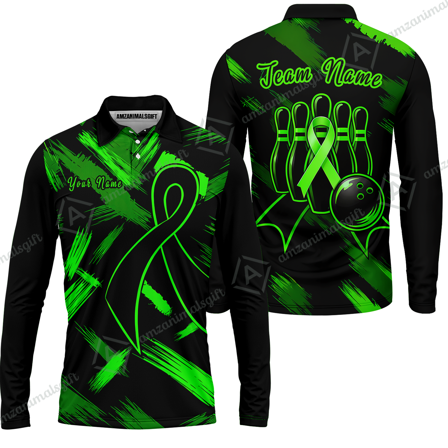Customized Awareness Pink Blue Ribbon Bowling Jersey, Custom Name And Team Name For Bowlers