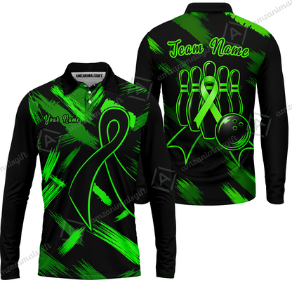 Customized Awareness Pink Blue Ribbon Bowling Jersey, Custom Name And Team Name For Bowlers