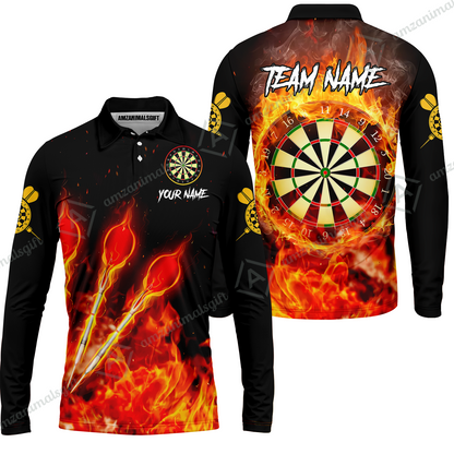 Custom Dart Jersey Team Shirt For Players, Dart Flame, Personalize Name and Team Name