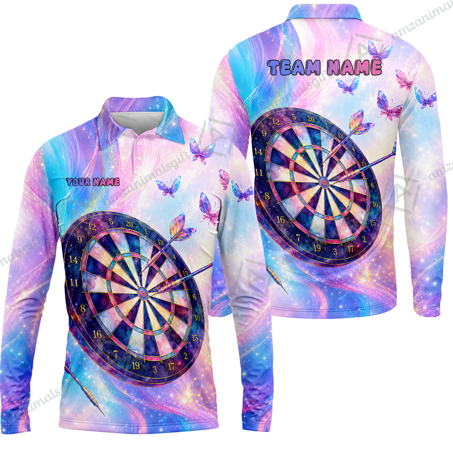 Custom Dart Jersey Team Shirt For Players, Dart Pastel Galaxy Butterfly, Personalize Name and Team Name
