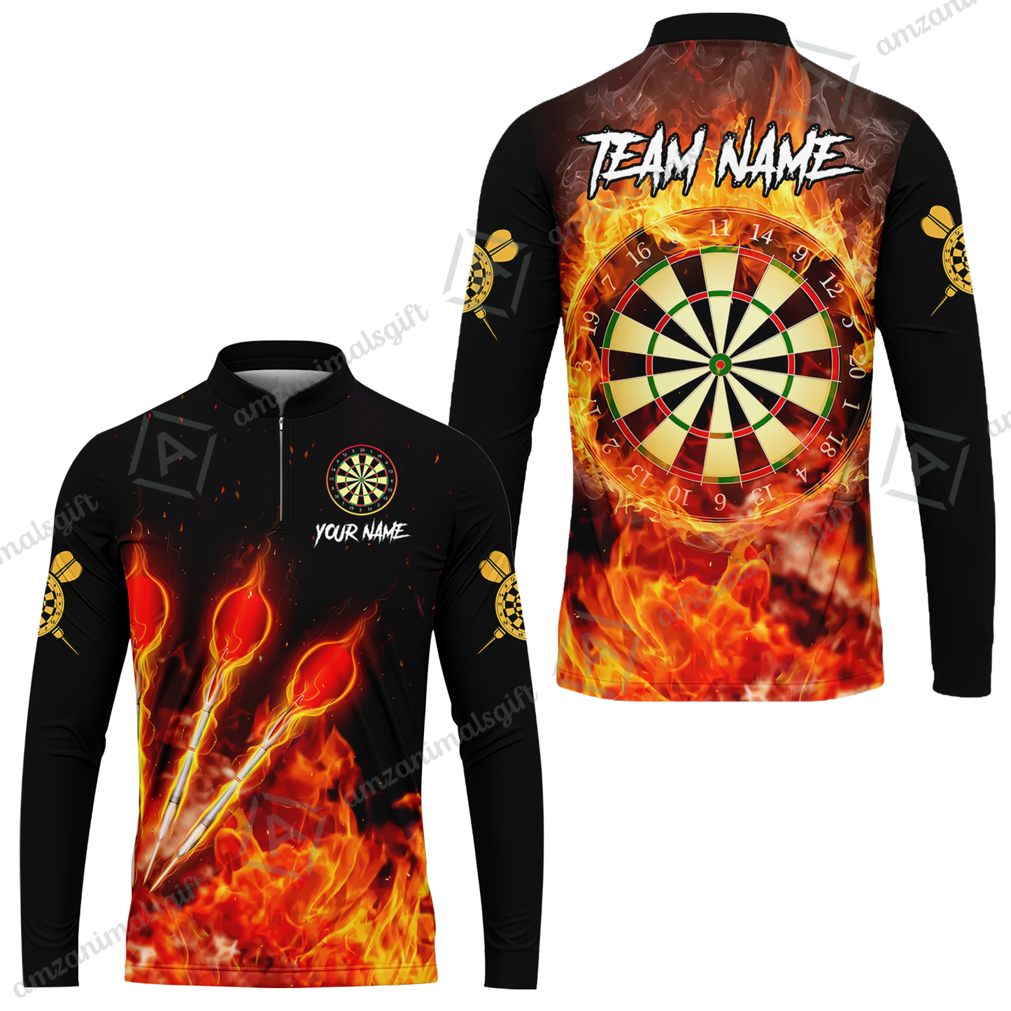 Custom Dart Jersey Team Shirt For Players, Dart Flame, Personalize Name and Team Name